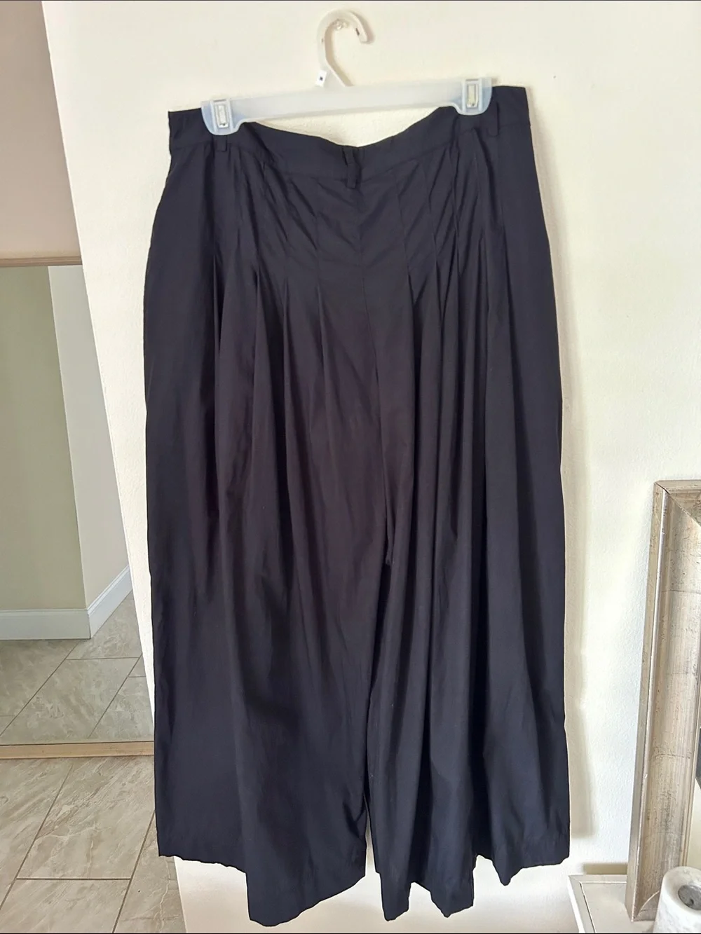 FREE PEOPLE Cassia Pleated cotton black Ultra Wide Leg Trouser Pants 12 large